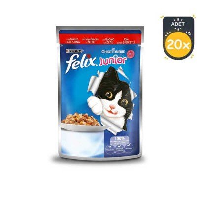 Felix Sığır Etli Yavru Yaş Kedi Maması 100 GR x 20 Adet